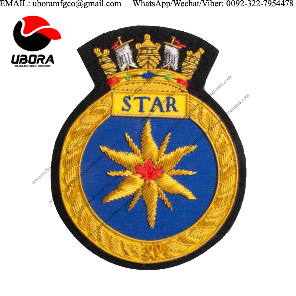 Military badge 1363 HMCS STAR BLAZER BADGE manufacturer maker supplier High quality Hand embroidery 